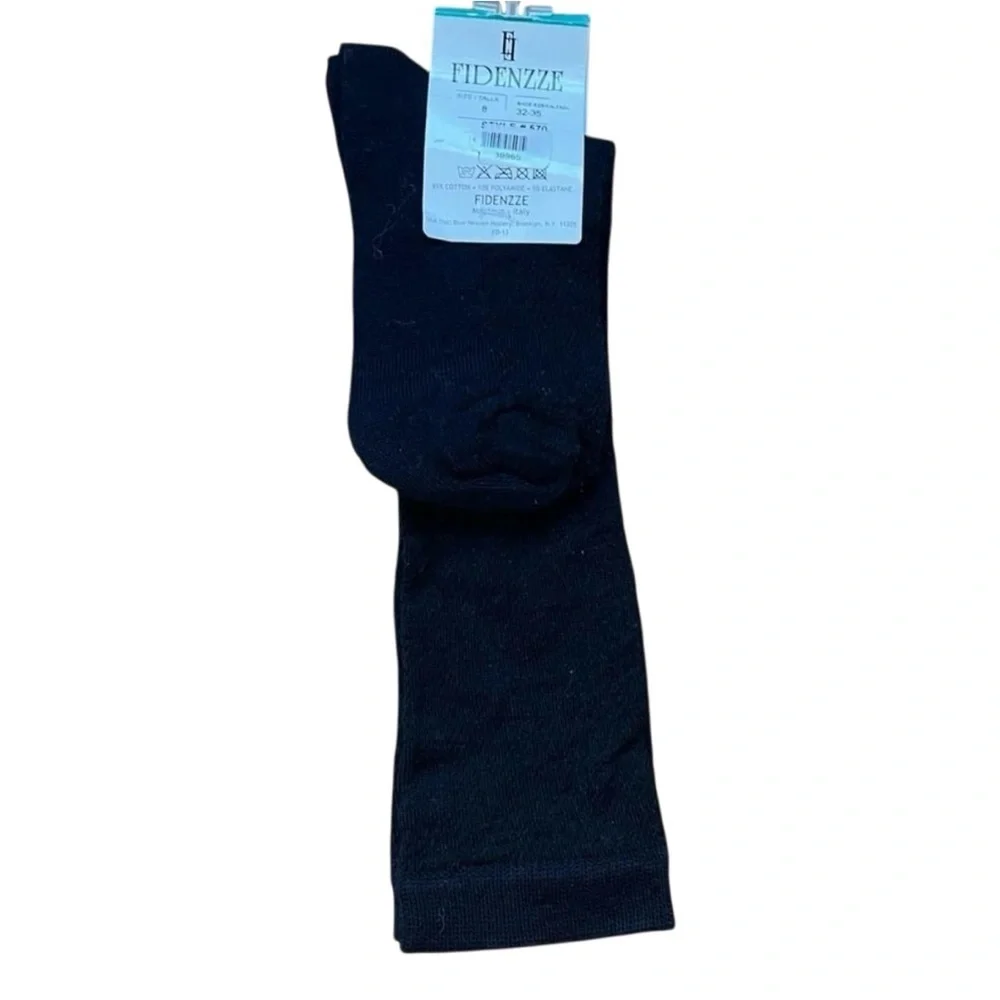 4/$25 Fidenzze Black Knee High Socks Made In Italy